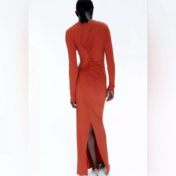H&M Studio Collection Gathered Bodycon Dress (Burnt orange) - Picture 5 of 15